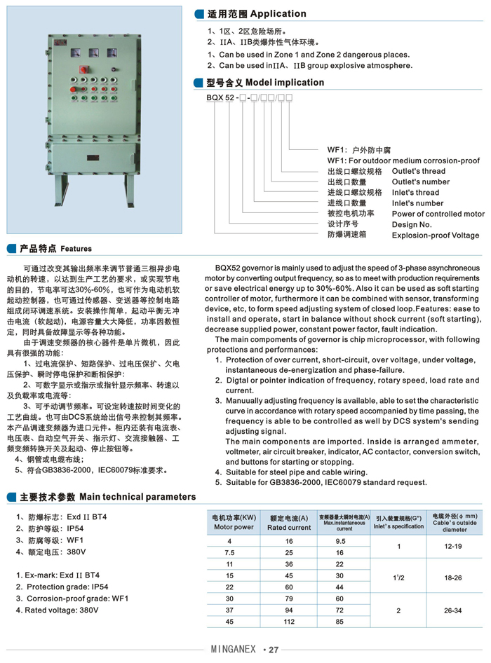 BQX52系列防爆变频调速箱（ⅡB)